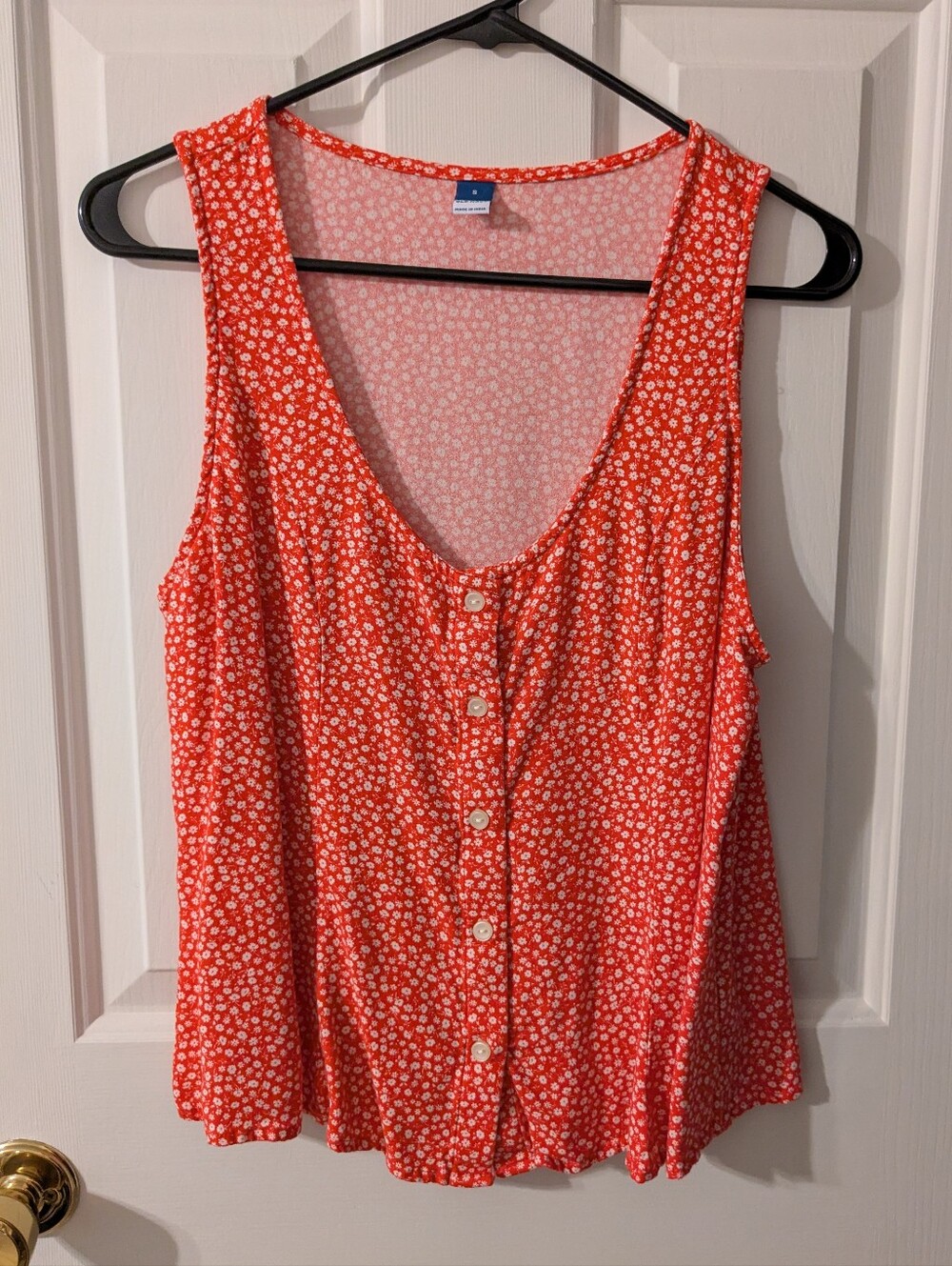 Old Navy Red and White Floral Swing Top